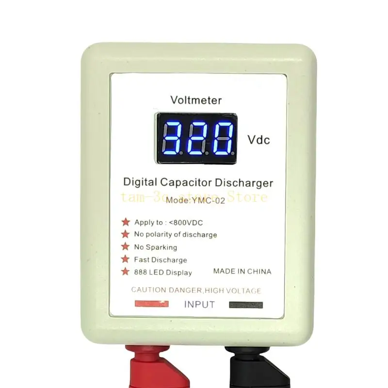 DC800V LED Digital Capacitor Discharger Electrician Discharging Tool Quick Discharge Electronic Repair Accessory D0UA