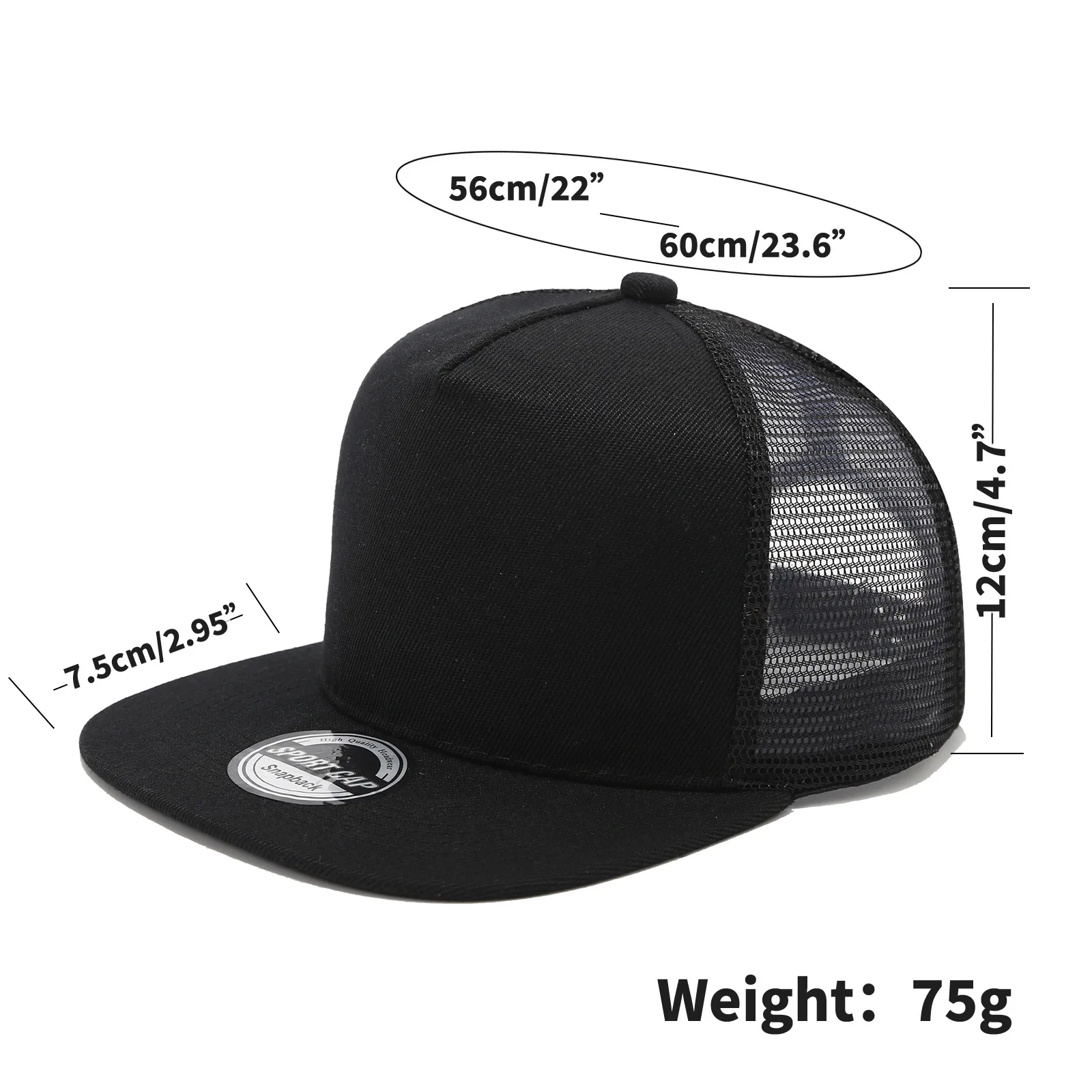 Neue Hip-Hop-Baseballkappe mit Netzrücken für Männer und Frauen, personalisierte Trucker-Mütze mit flachem Schirm, Sommer-Streetwear-Snapback-Caps – Detail 6