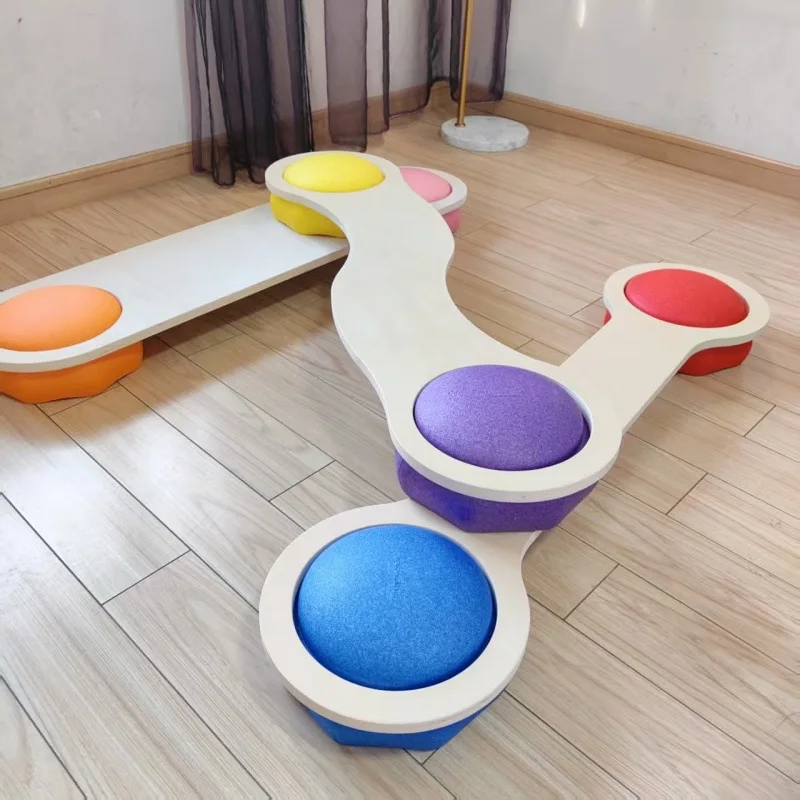 Wooden Balance Beam Stepping Stones Sensory Training Toy Kids Indoor Playground Equipment Preschool Learning Educational Game
