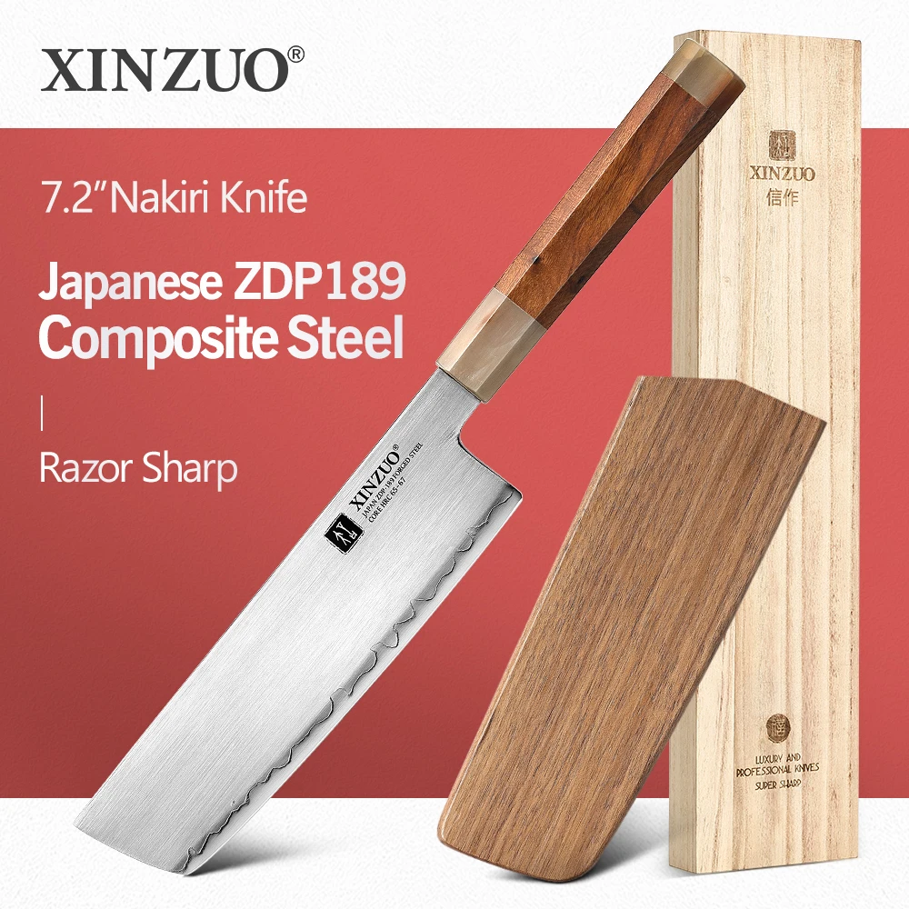 XINZUO 7.2'' Inch Kitchen Knife Cooking Tools Nakiri Knife Composite Steel Powder Steel  Razor Sharp Vegetable Cutting Knife