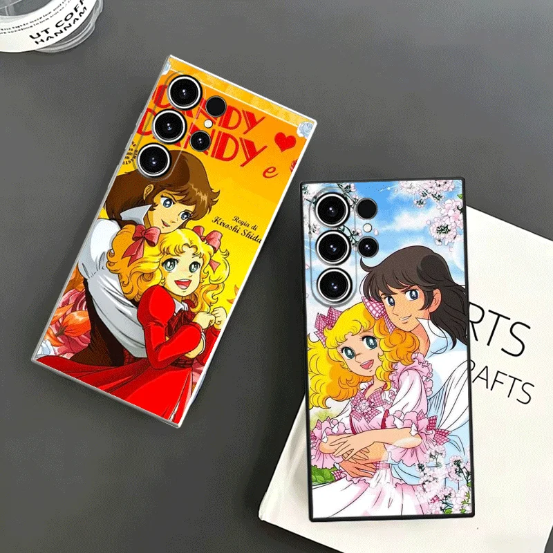 Candy 90s Cartoon Soft Phone Case For Samsung S24 S25 S26 Ultra S23 S22 Plus S21 S20 FE Edge + Black White Couple Cover