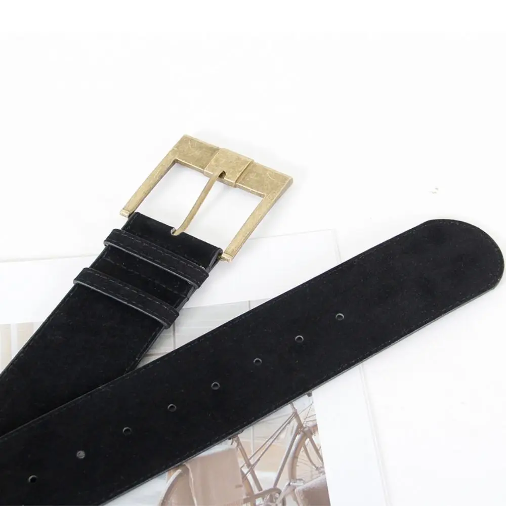 

Fashion Pin Buckle Suede Leather Belt Wide Versatile Women Waist Belt Vintage Luxury Design Retro Waistband Jeans Decoration