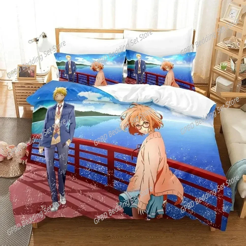 Fashion 3D Print Kawaii Girl Beyond the Boundary Bedding Set Bedroom Soft Modern Bedspreads Comefortable Duvet Cover Pillowcase