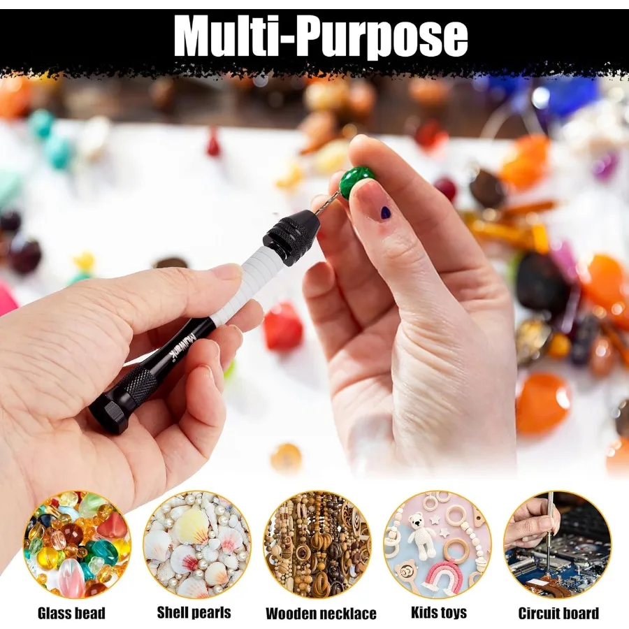 Set di trapani a mano con morsa a perno di precisione 25 pezzi Trapano a mano manuale piccolo premium con micro punte elicoidali HSS per gioielli, legno, plastica e