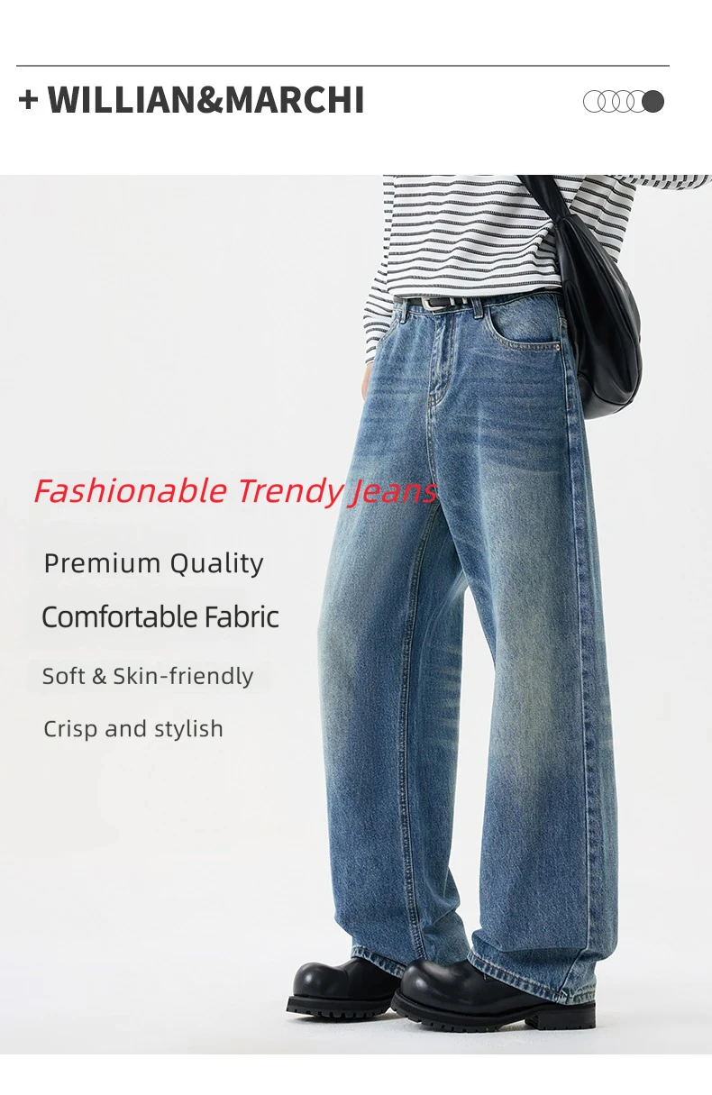 2026 New Autumn American Retro Men's Jeans Fashion Trendy Brand Casual Non-elastic Loose Straight Youth Jeans