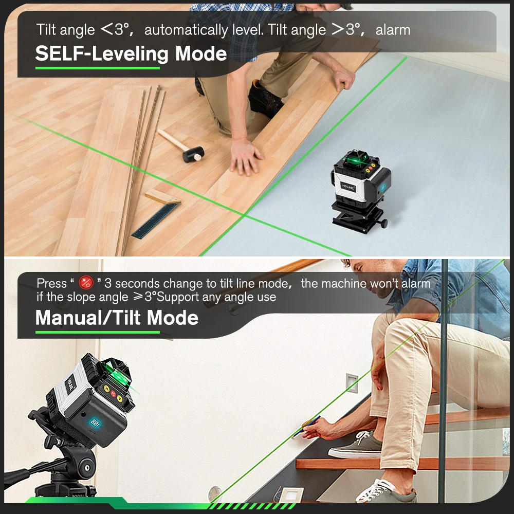 HGLINE 16 Lines Laser Level APP Remote Control 4D 360° Cross Measure Laser Beam Laser Level Horizontal Vertical Levels Tools