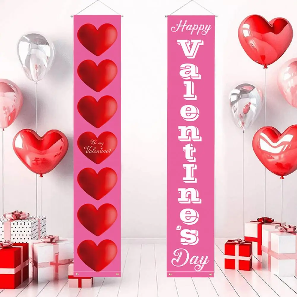 

Happy Valentine's Day Door Hanging Couplet Love Heart Garland Party Romantic Decoration Banner for Weedings Lover DIY Decor