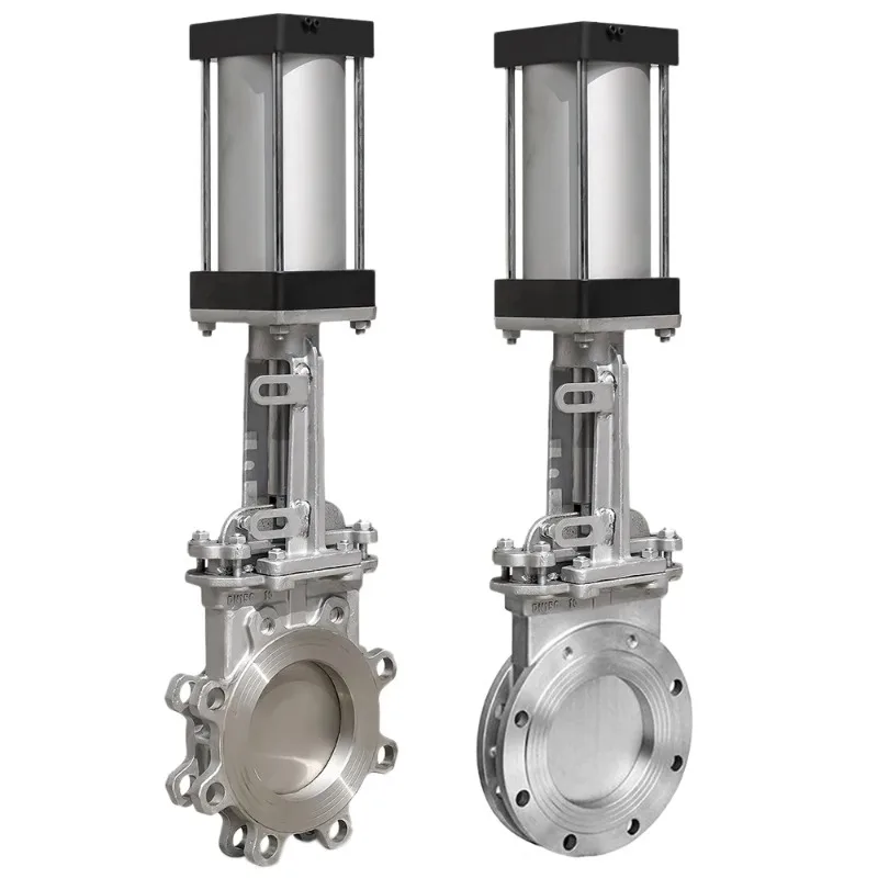 Pneumatic Operated Lug Wafer 6 Inch 304 Stainless Steel Class150 Pneumatic Air Control Slurry Knife Gates Valve Non-rising Stem