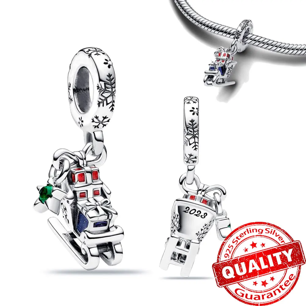 Schattige 925 Sterling Zilveren Feestelijke Auto & Kerstboom Kralen Sneeuwpop Bengelen Charme Past Merk Armband Voor Kinderen Kerstcadeau