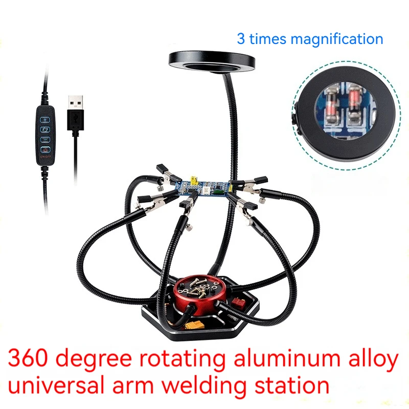 

Six Claw Worktable Universal Arm Welding Table Accessory Parts Pcb Board Maintenance Welding Base Tool 360 Rotation Placement