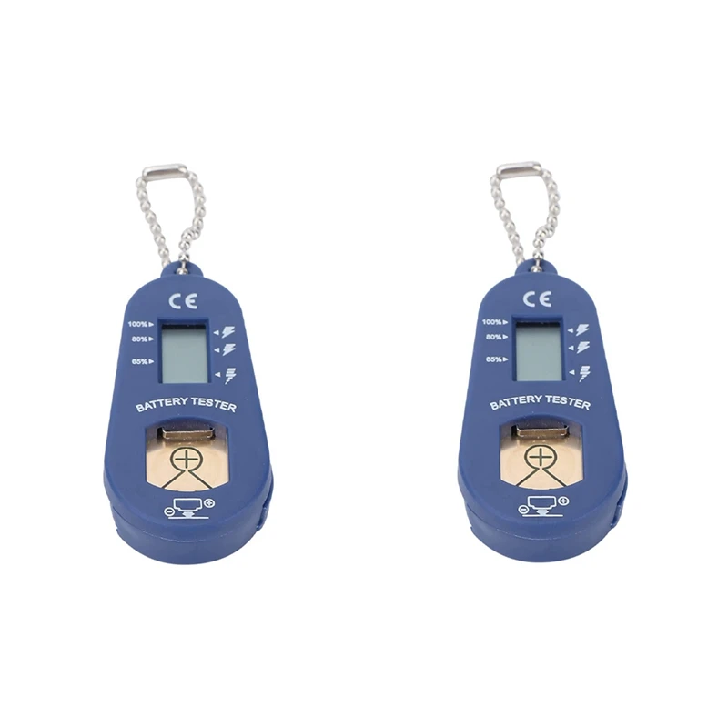 

2X тестер батареи кнопок, карманный портативный и легкий тестер батареи брелка для проверки оставшегося заряда батареи