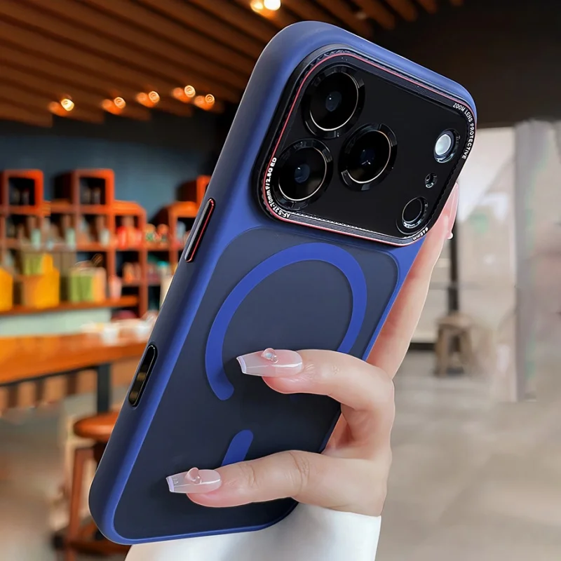 Luxuriöse, matte Handyhülle mit Magnetfunktion für MagSafe, passend für iPhone 18, 16, 15, 17 Pro Max Plus, mit Kameraschutz, stoßfestem Panzer und stoßabsorbierendem Rahmen. – Detail 12