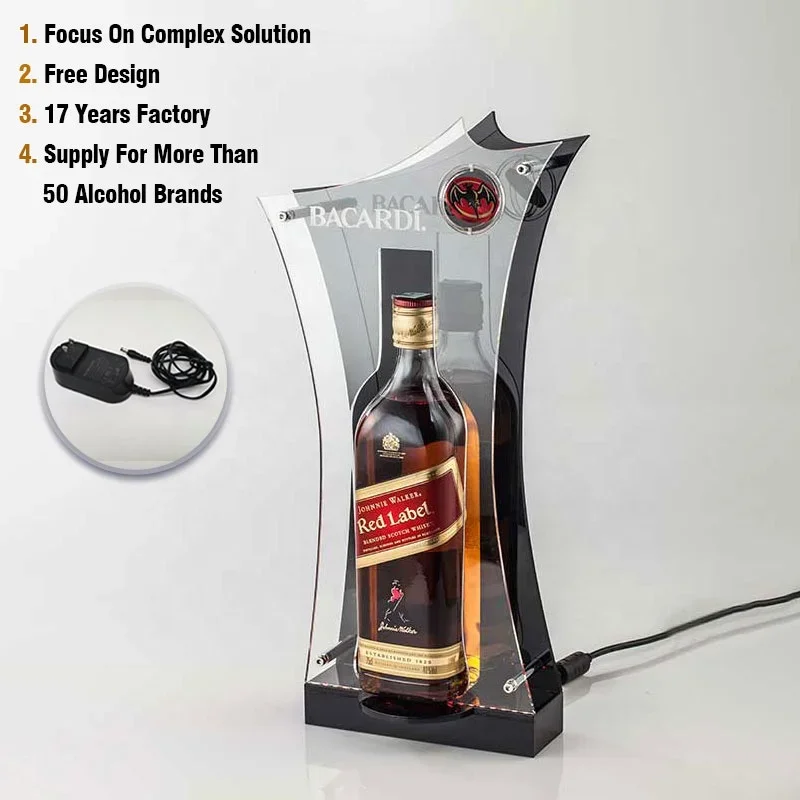 

360 Degree Rotating Logo Led Bar Wine Bottle Glorifier Liquor Bottle Display Stand