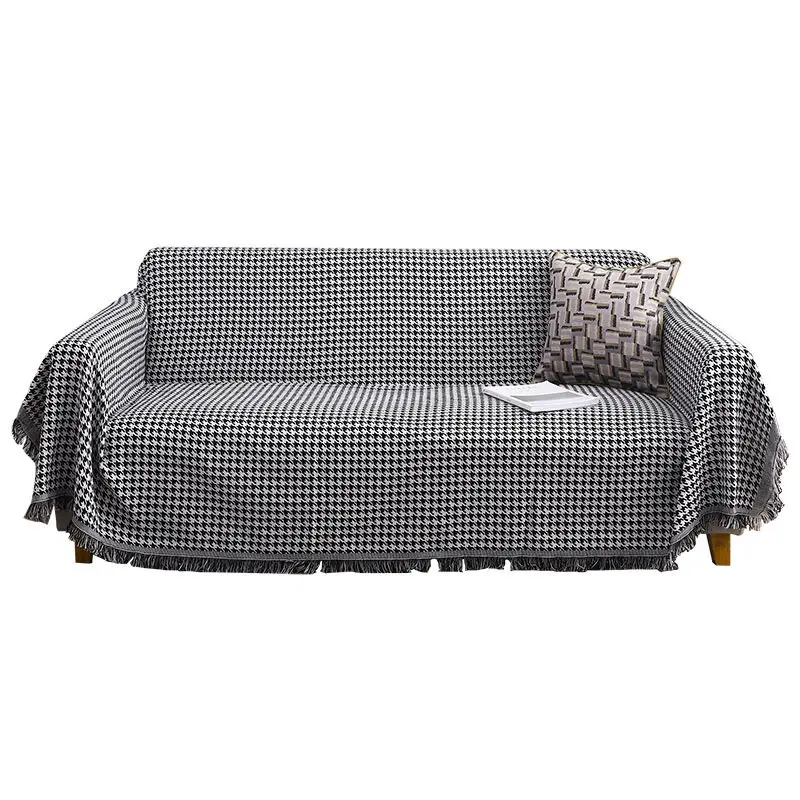 Simple Elastic Houndstooth Knitted Anti-dirty Sofa Cover for Living Room Home Decoration Carpet Picnic Blanket Settee Case Towel