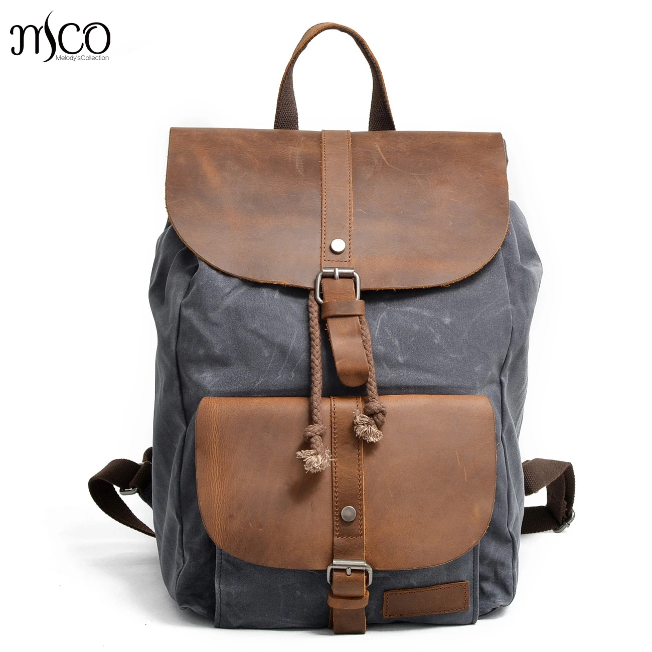 

MCO 2022 Vintage Waxed Canvas Men Backpack Military Oiled Leather School Backpacks Male Business Rucksack Waterproof Travel Bag