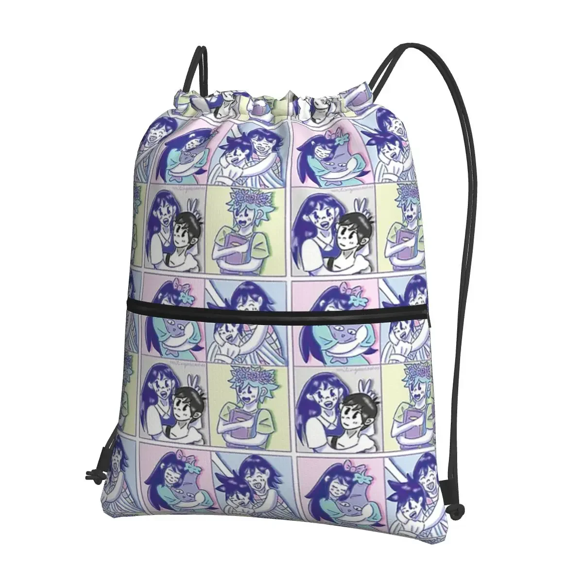 Omori Game Basil Mari Kel Aubrey mochilas portátiles, bolsa con cordón, paquete de cordón, bolsas de zapatos de bolsillo para estudiantes escolares