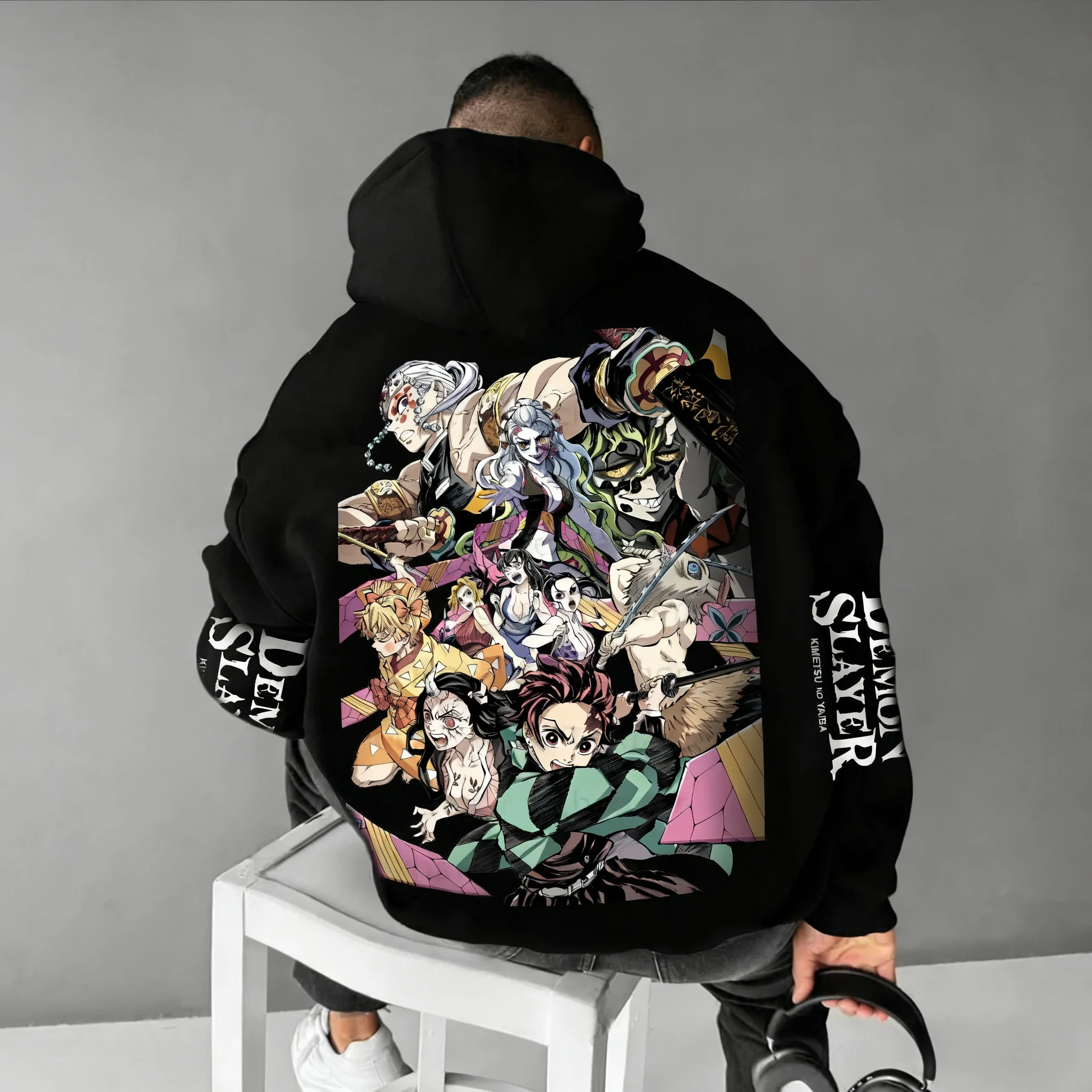 Demon Slayer Anime Co Branded Zipper Hoodie Men's and Women's Autumn/Winter New Style American Hip Hop Casual Loose Sweater Top