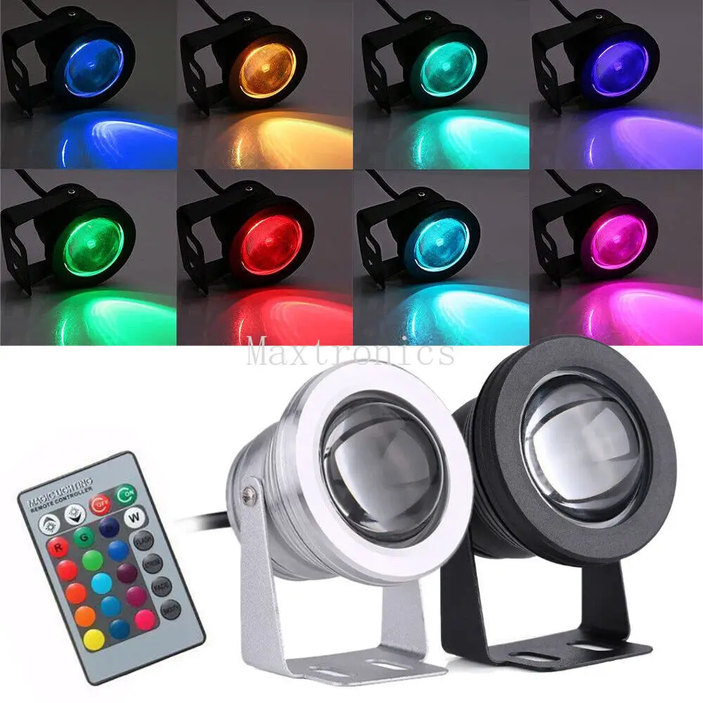 Luz LED subacuática para fuente, piscina, estanque, acuario, Bombilla, lámpara de jardín, IP68, DC12V, 10W, RGB/Blanco/blanco cálido