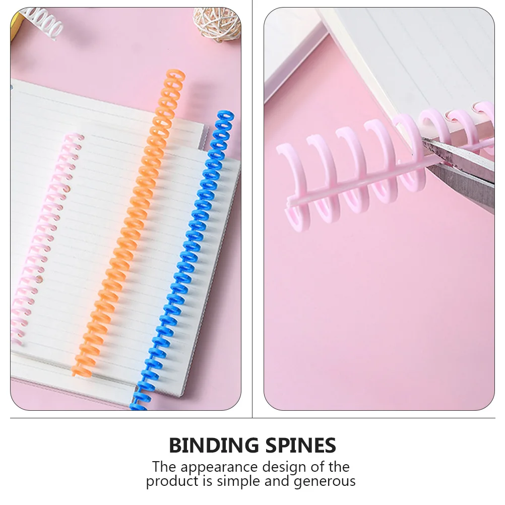 10Pcs Spiral Binding Coils Plastic Comb Bindings for Notebooks Smooth Edges Simple Design Flat Lay Convenient Closure Notebook