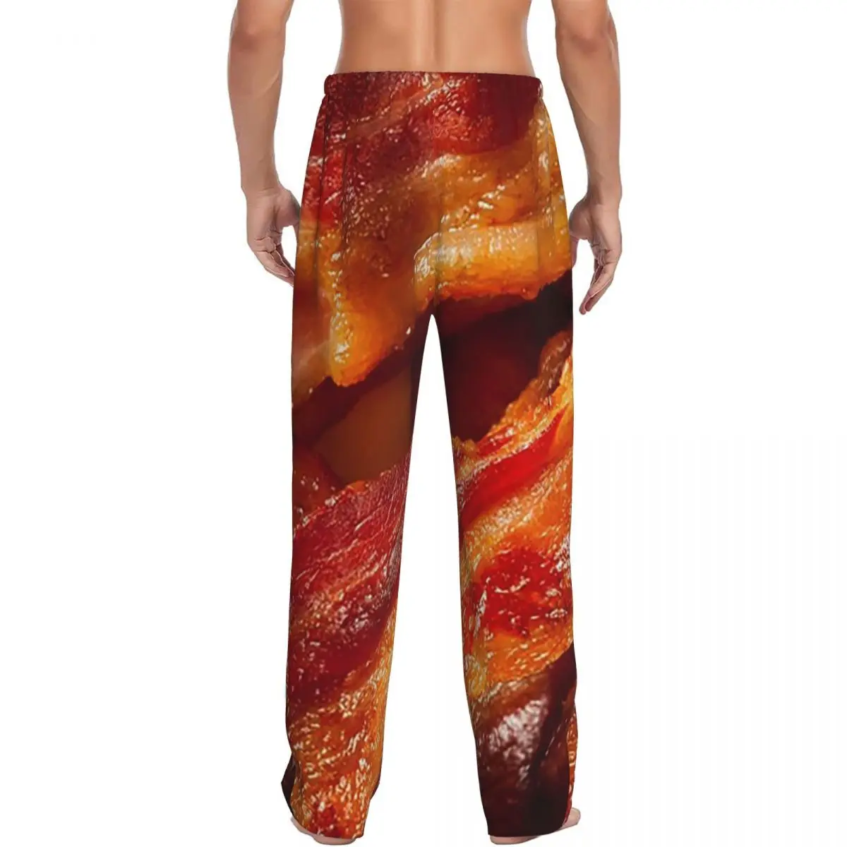Custom Crispy Bacon Texture Meat Lovers Pajama Pants Men Sleepwear Sleep Lounge Bottoms with Pockets
