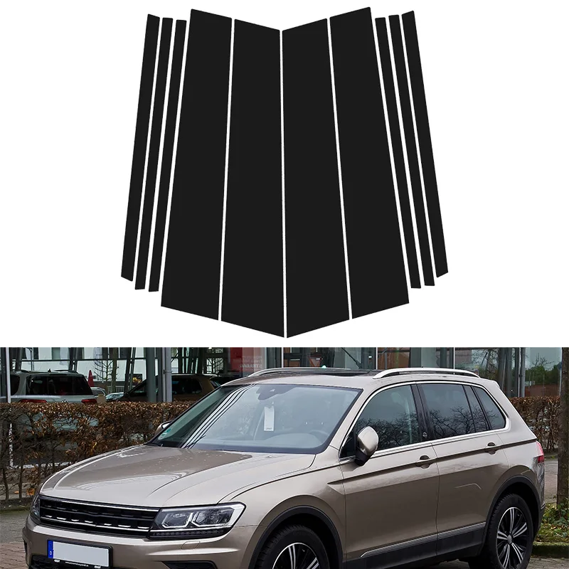 

10 шт. для Volkswagen Tiguan 2016-2024 автомобильные оконные стойки, накладка на дверь, наклейки, наклейка, авто внешний аксессуар