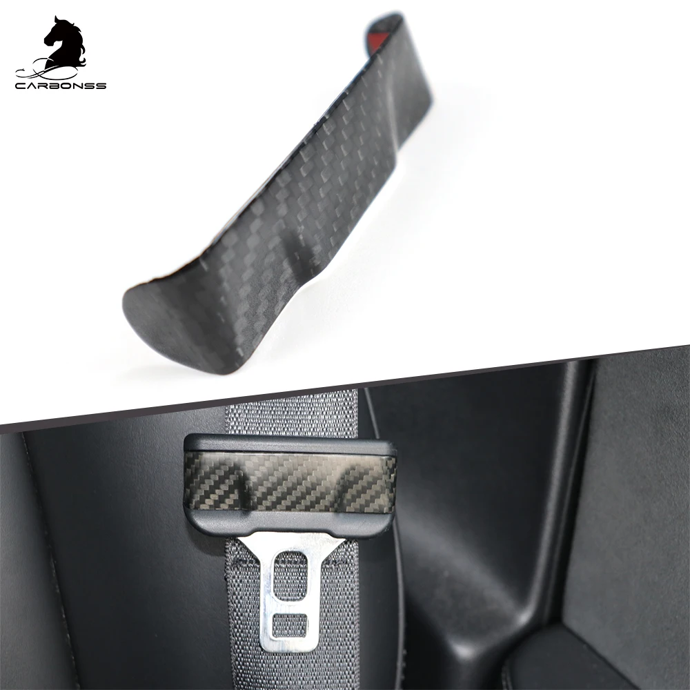 

Hign Quality Interior Part Seat Belt Cover 2 Pcs Dry Carbon Fiber for Tesla Model 3