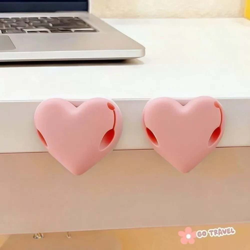 Heart Shape Desktop Cable Organizer Under Desk Wire Holder For Data Cable Charging Cord Management Phone Charging Line Clip