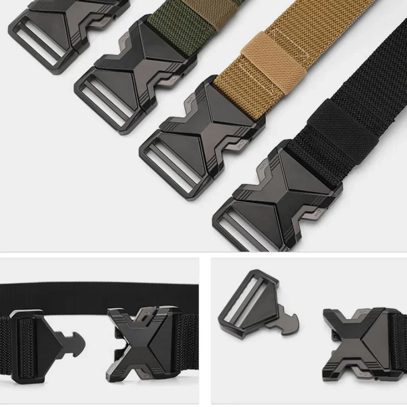 The New Men\'s 125cm Buckle Belt Nylon Braided Lightweight Breathable Daily Commuter Men\'s Belt