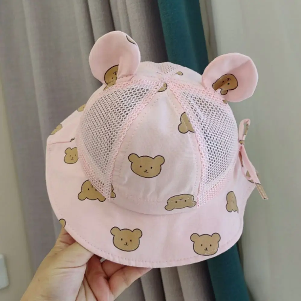 Cartoon Bear Baby Bucket Caps for Boy Girl Cute Animal Printing Infant Fisherman Hat Summer Toddler Panama Sun Cap