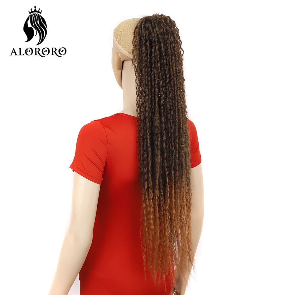 Alororo 30Inch Synthetic Hair Fiber Long Wavy Hair Ponytail Extensions Fake Hair Chip-In Ombre Heat Resistant Curly Pony Tail