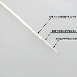 Hi-end 5N Pure Solid Silver HiFi Audio Power Line Speaker Wire FEP Insulated DIY Bulk Cable Flat Pure Silver wire