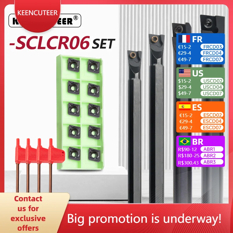 

4Pcs SCLCR06 Bore Threading Toolholder with CCMT060204 Universal Inserts for Steel Stainless Steel CNC Lathe Turning Set