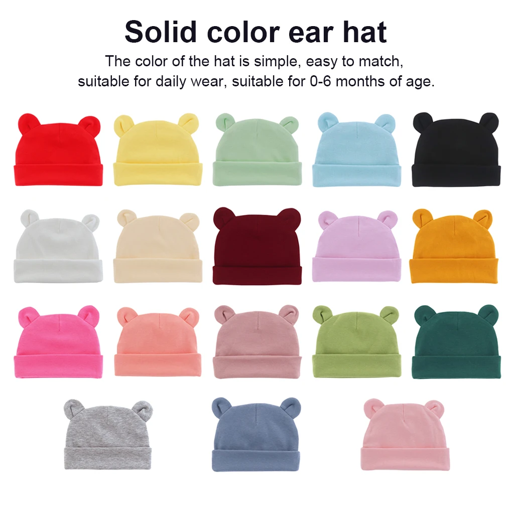 Newborn Hat Solid Comfy Keep Multi-functional Girls Boy Hats Infant Fashion Stretchy Toddler Caps Summer Daily