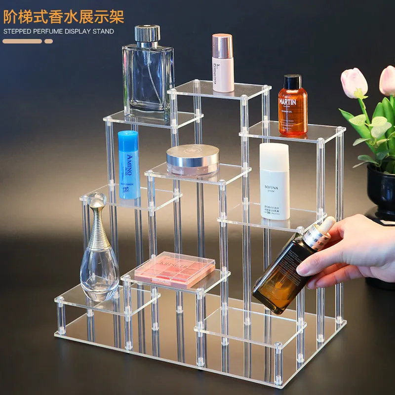Acrylic multi-layer transparent step rack figure model toy teapot perfume display rack cabinet layered bogu shelf