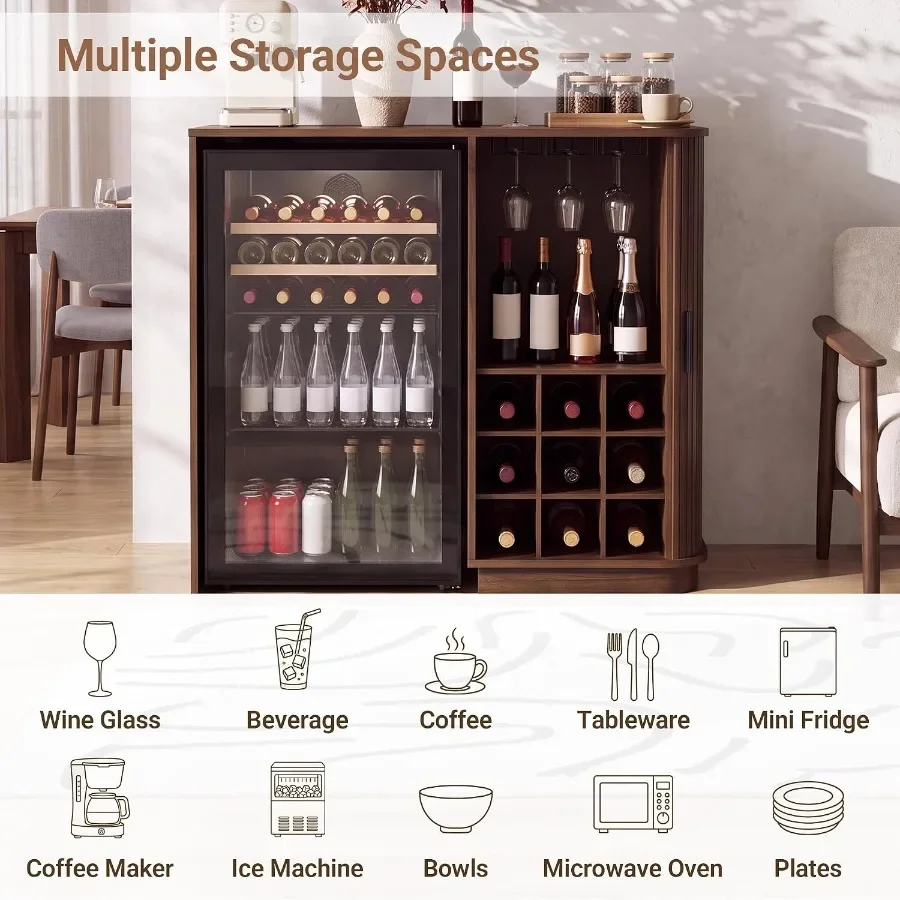 Coffee Bar Cabinet with Mini Fridge Space view 5