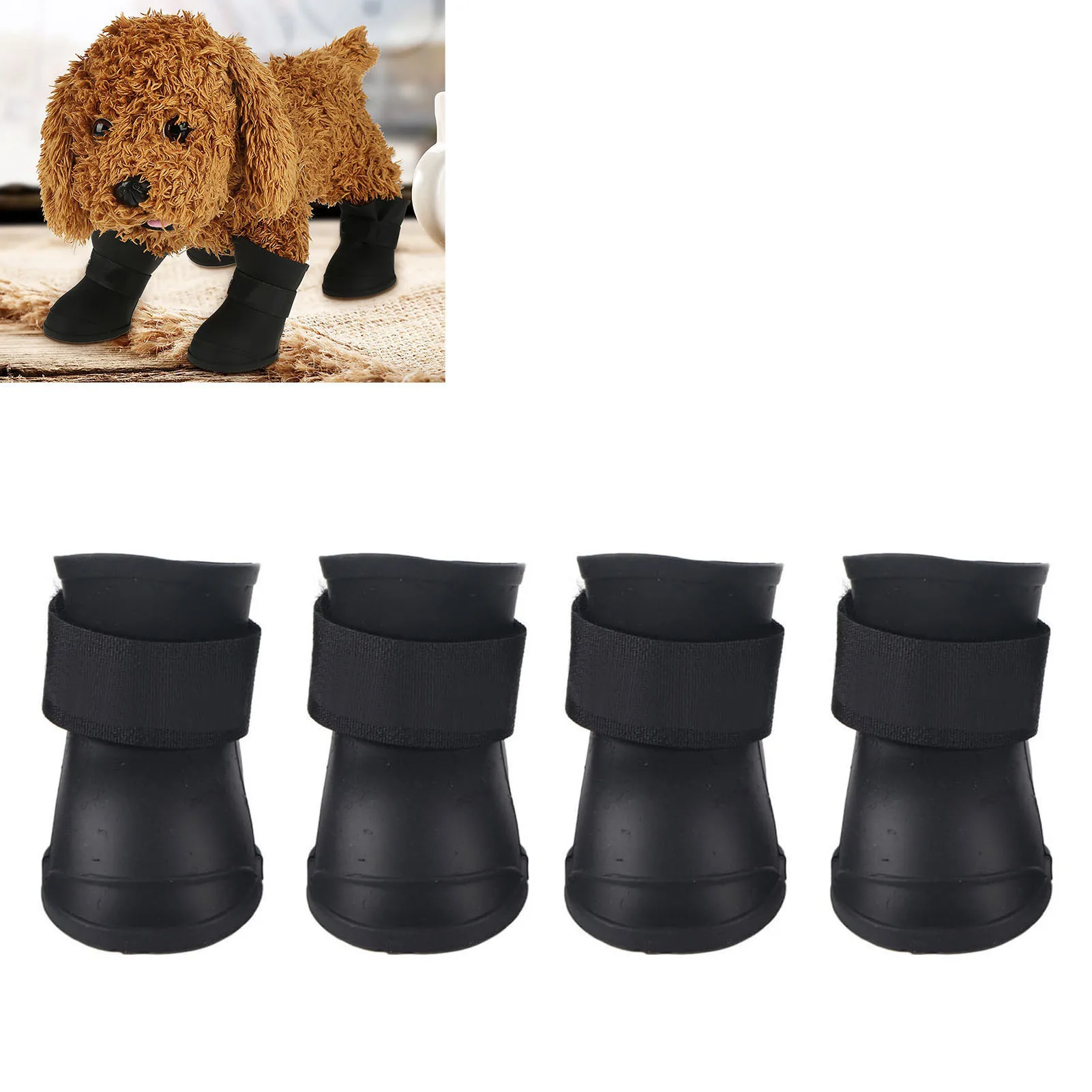

4Pcs Silicone Pet Dog Boots Cute Waterproof Antislip Protective Rain Shoes