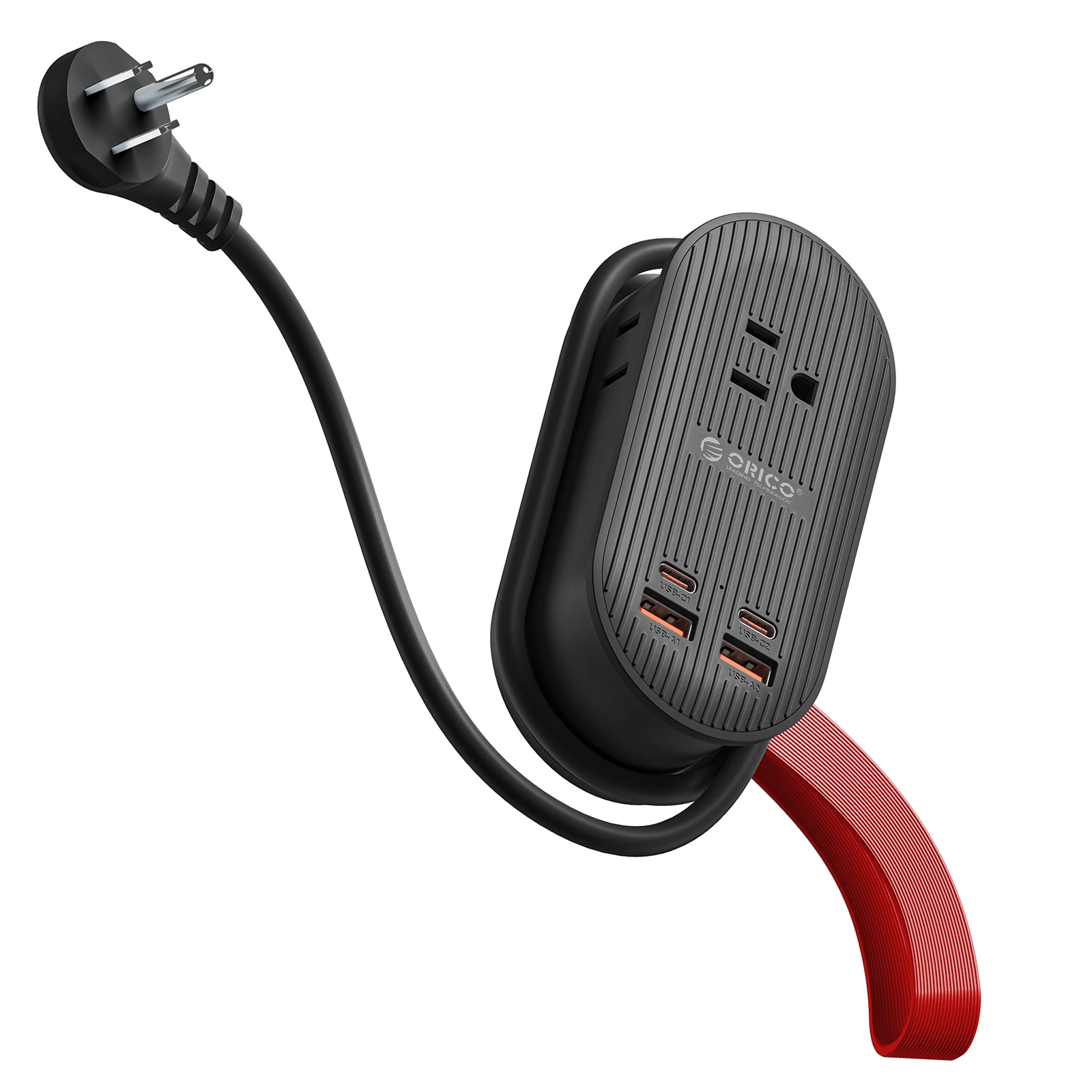 ORICO Cable-Wrap Portable Travel Power Strip 22W Fast Charging Station with 3 AC Outlets 2 USB 2 Type-C US Plug Adapter Home