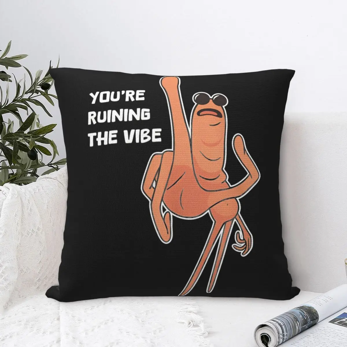 You're Ruining The Vibe Square Pillow Case Funny Marcus The Worm Cushion Covers Fashion Zipper Decor Pillowcase for Home 18