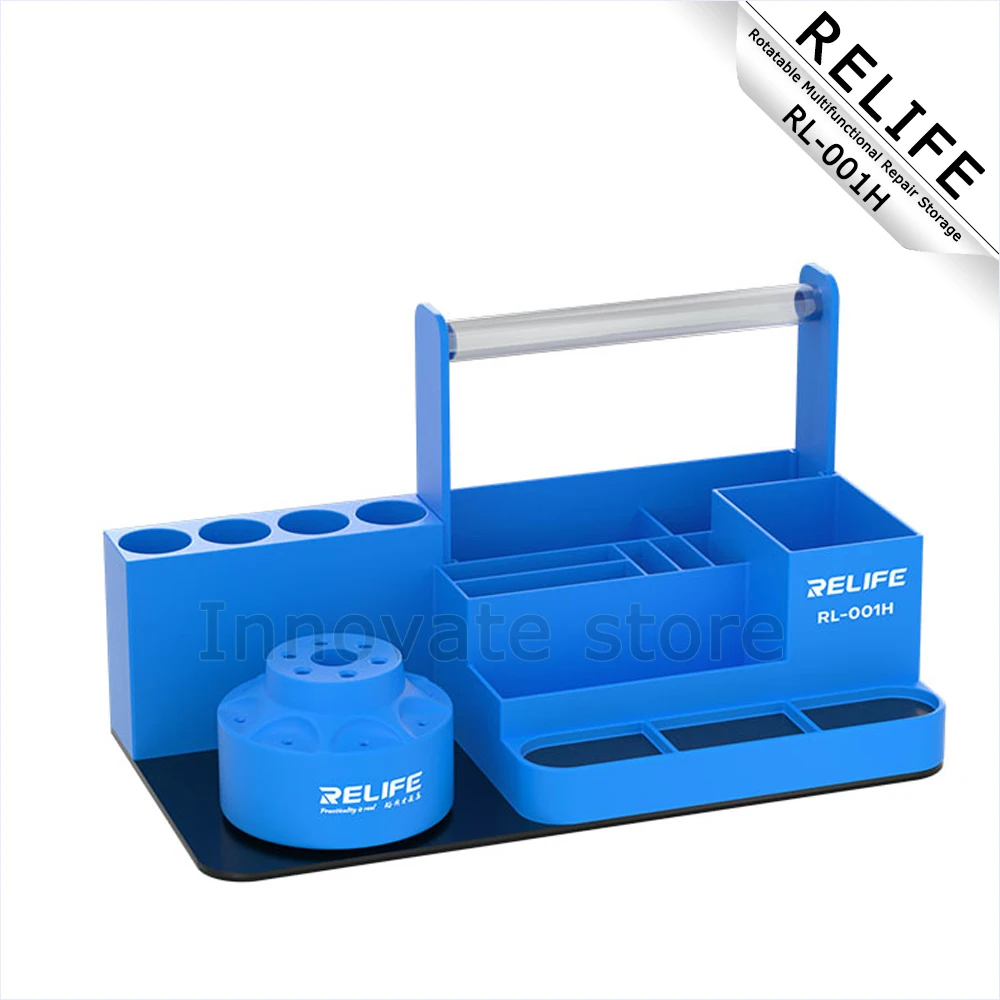 RL-001H 360° Rotating Storage Multiple Partitions Classified Deposit for Screwdrivers Tweezers Tin Wire Repair Tool Storage Box