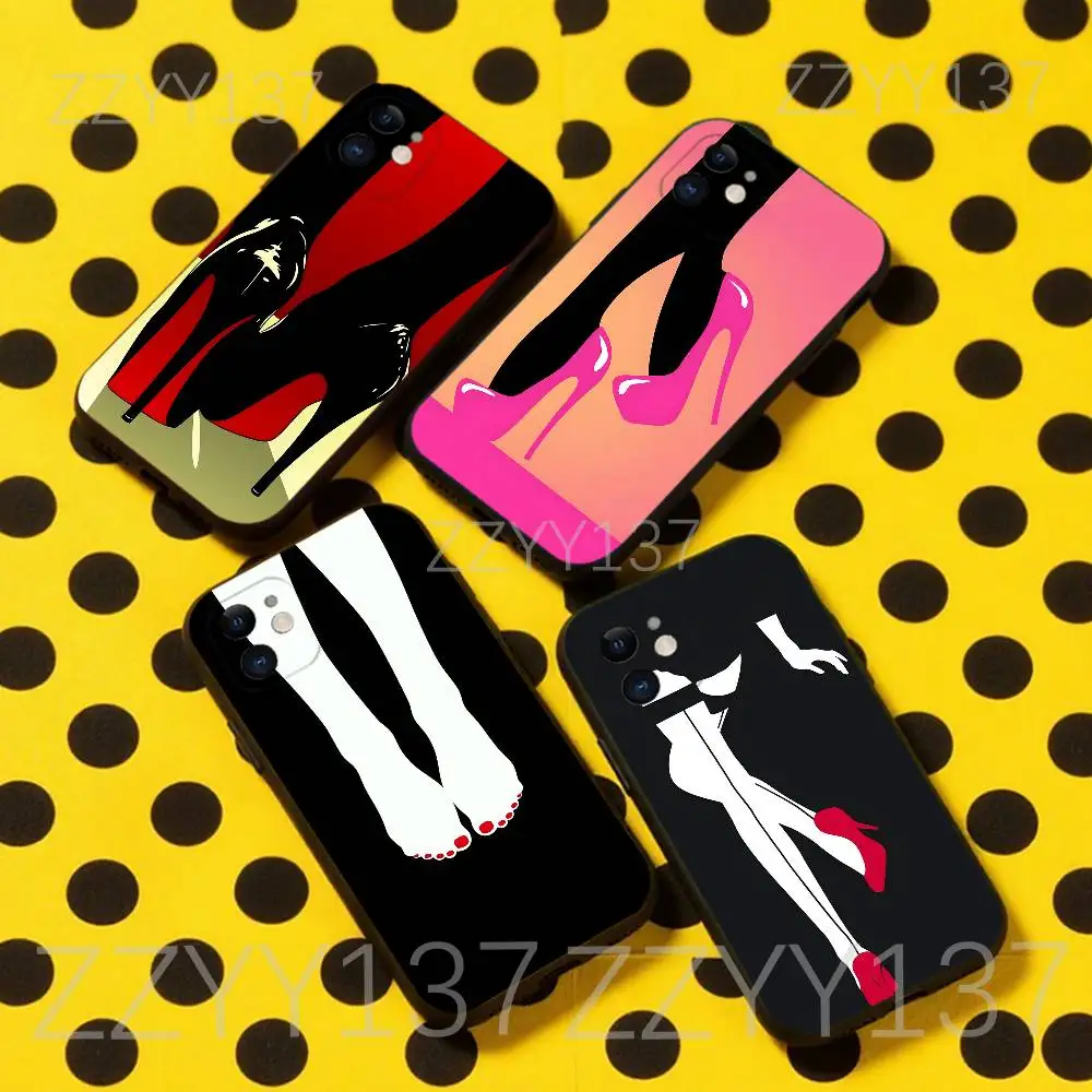

Sexy High Heels Girl Women Phone Case For iPhone 17,16,15,14,13,12,11,Pro,Max,Plus,Air,X,XS,XR,SE,8,7,Mini,Soft Black Funda