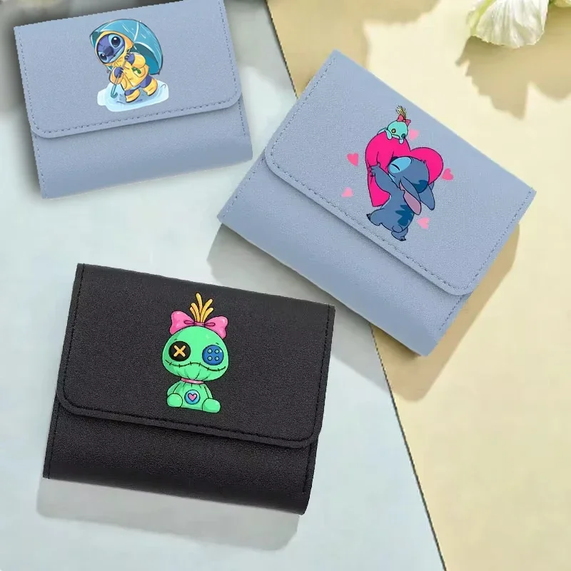 

Disney Lilo & Stitch Small Women's Wallet Short Women Bag Wallet Card Holder Coin Purse kawaii Stitch Female Clutch Bag Purses