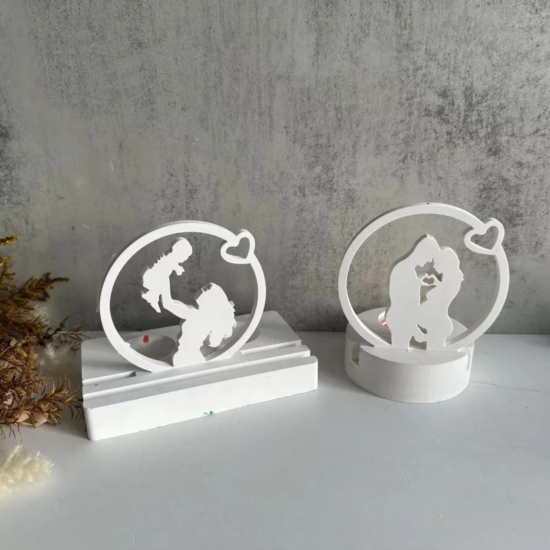 Couple Family Decoration Silicone Mold Mother and Child Plug-in Candlestick Aromatherapy Gypsum Mold