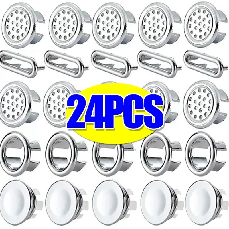 24/1pcs Plastic Sink Overflow Ring Cover Replacement Bathroom Basin Sink Overflow Hole Round Drain Caps Kitchen Plug Covers Tool