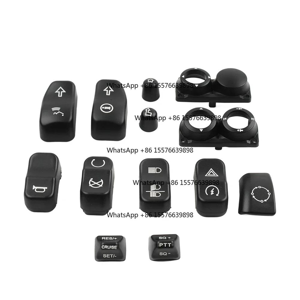 ZOCI-FOR Motorcycle ABS Hand Control Menu Cover Switch Housing Button Cap 13Pcs/Set For Harley Touring FLHTC FLHX 2014-up Black