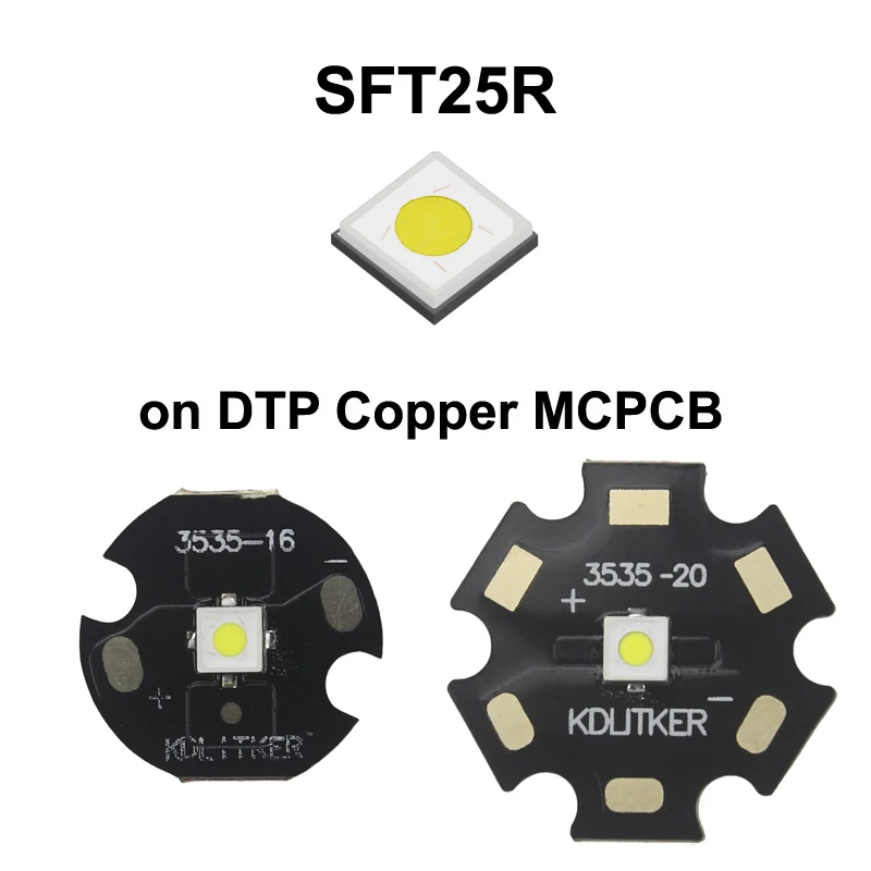 SFT-25R 29W 7.5A 2000 Lumens 7000K 6500K 5700K 5000K SMD 3535 LED Emitter on KDLitker DTP Copper MCPCB Flashlight DIY Bead