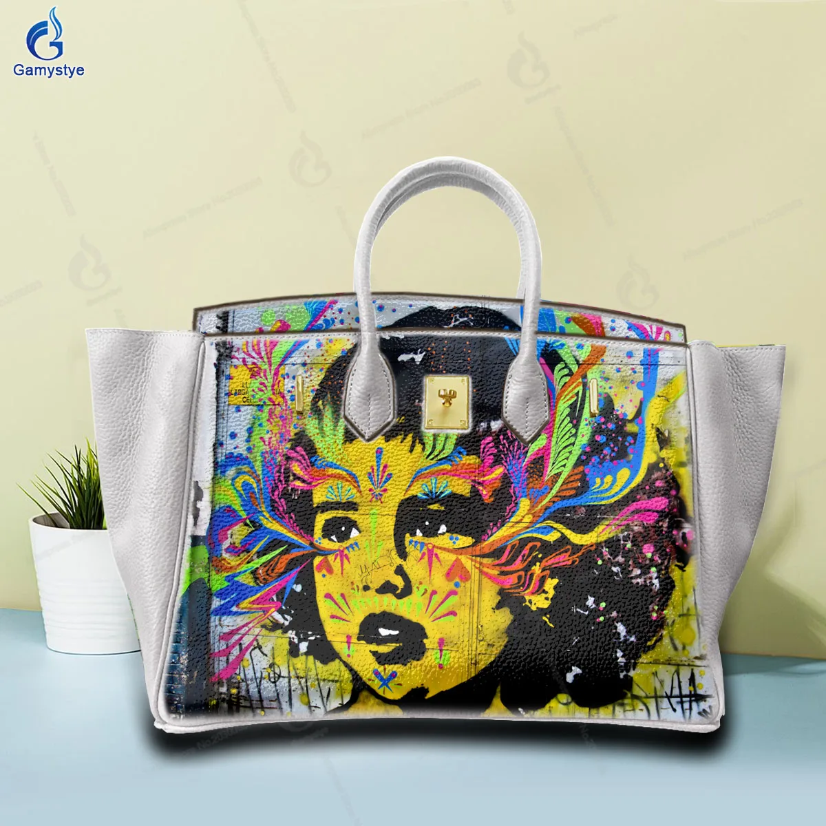 

Shoulder Bags Sac De Luxe Femme Luxury Bags Women Artistic Vintage Women's Portrait 100% Cowhide Leather Hand Draw Customize Art