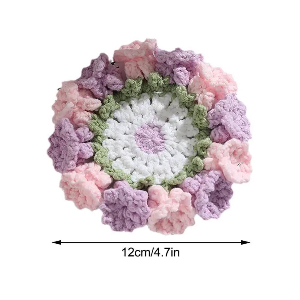 수제 핸드 니트 커피 머그잔 코스터, 코튼 컵 액세서리, 크로셰 꽃 코스터, 홈 데코레이션 책, 페인트 패턴 컵 매트