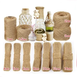 Natural Jute Rope Cord Twine Ribbon Craft DIY Wedding Jute String Thread Handmade Sewing Party Christmas Home Decortion 1mm-10mm