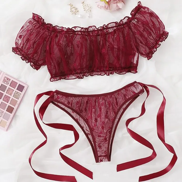 Women's Lingerie Lace Bra Underwear Two-piece Set Sexy Perspective Sets Ropa Interior Para Mujeres Para Dormir Pyjamas Femme