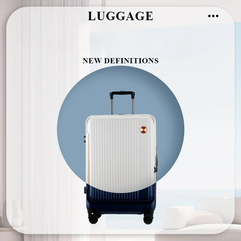 

Large Capacity Fashion Trolley Luggage Bag Student Front Opening Travel Suitcase on Wheels Zipper Luggage Travel Bag